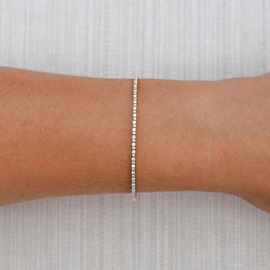 14k Solid Gold Diamond Line Flex Bangle