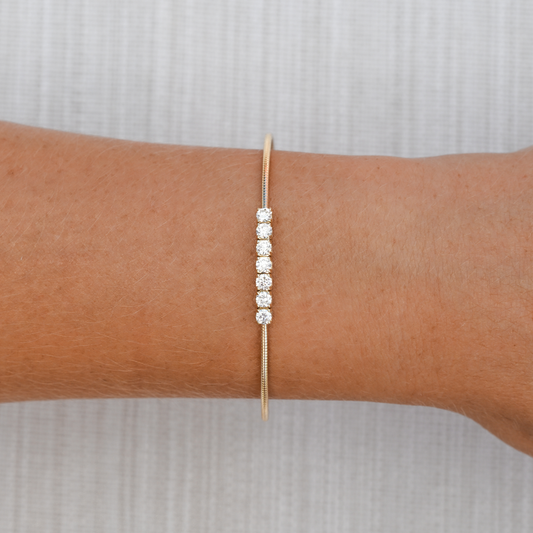 14k Solid Gold and Diamond Starlit Flex Bangle