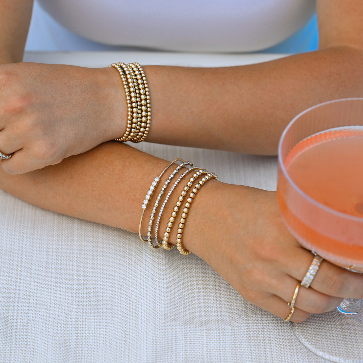 14k Solid Gold and Diamond Starlit Flex Bangle