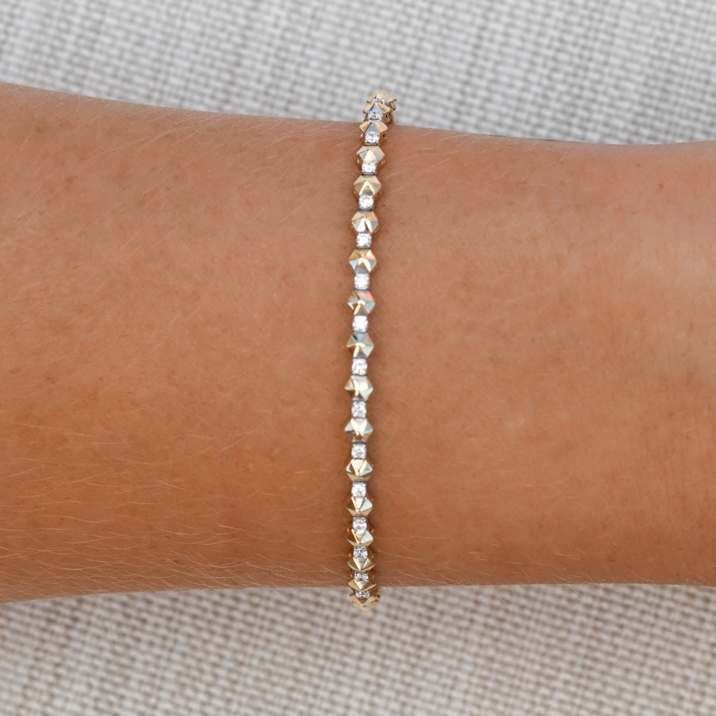 14k Solid Gold Hexagon Diamond Flex Bangle