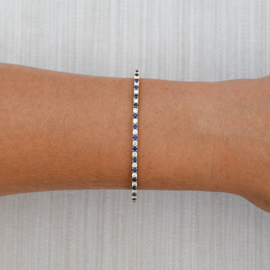 14k Solid Gold Sapphire & Diamond Flex Bangle