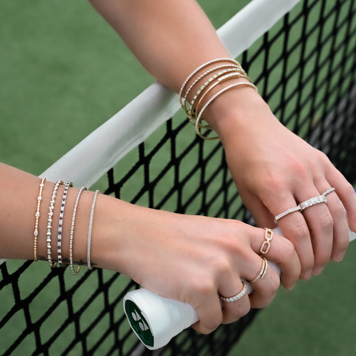 14k Solid Gold Diamond Station Flex Bangle