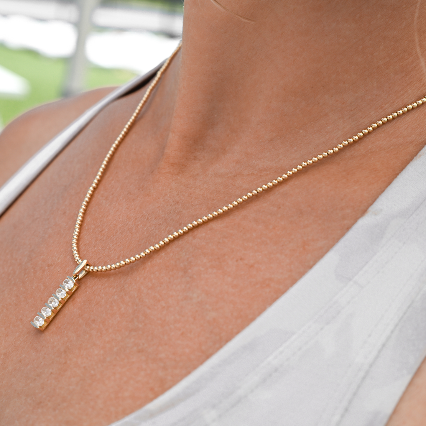 Vertical Diamond Bar Pendant