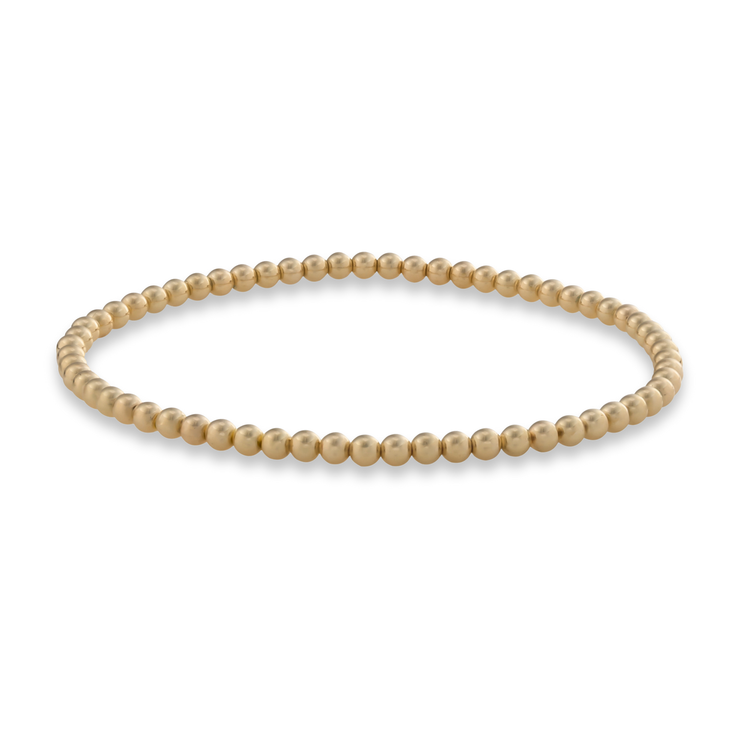 3mm gold beaded bracelet on a transparent background. 3mm Gold LustraFlex™ Bracelet from Gold Club by Shannon Hudson