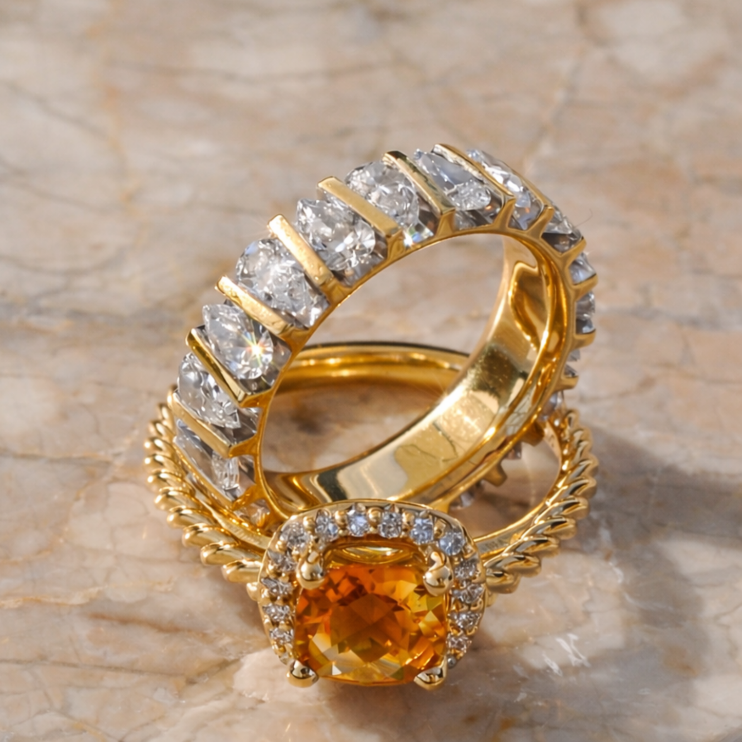 Citrine Rope Ring