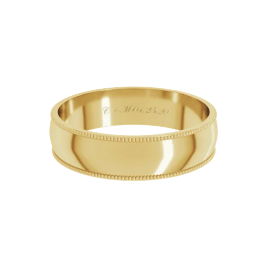 Gold Club Custom Men's Wedding Band 5mm Milgrain