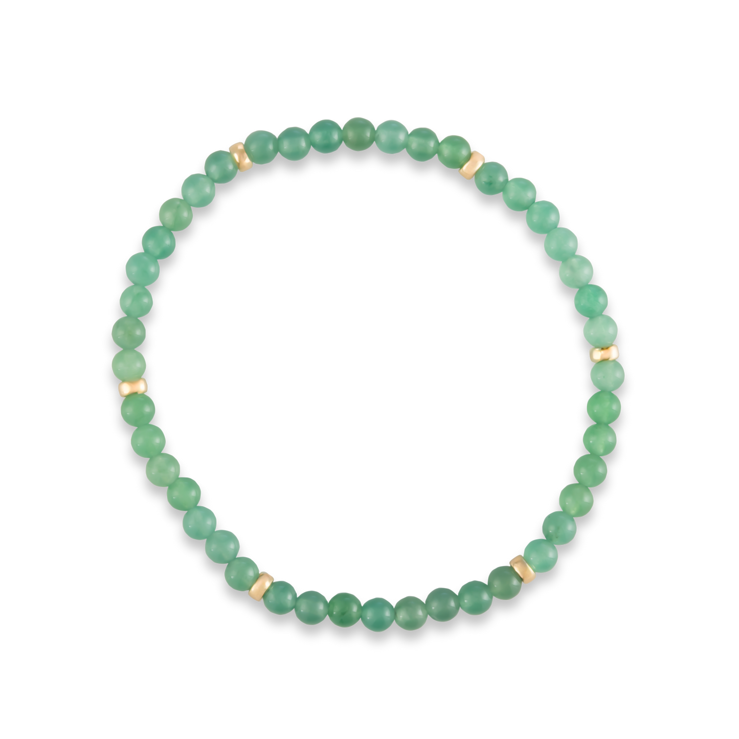 Close-up rendering of the Green Agate & Sun bracelet featuring polished green agate beads and gold-filled accents from GOLD CLUB by Shannon Hudson.