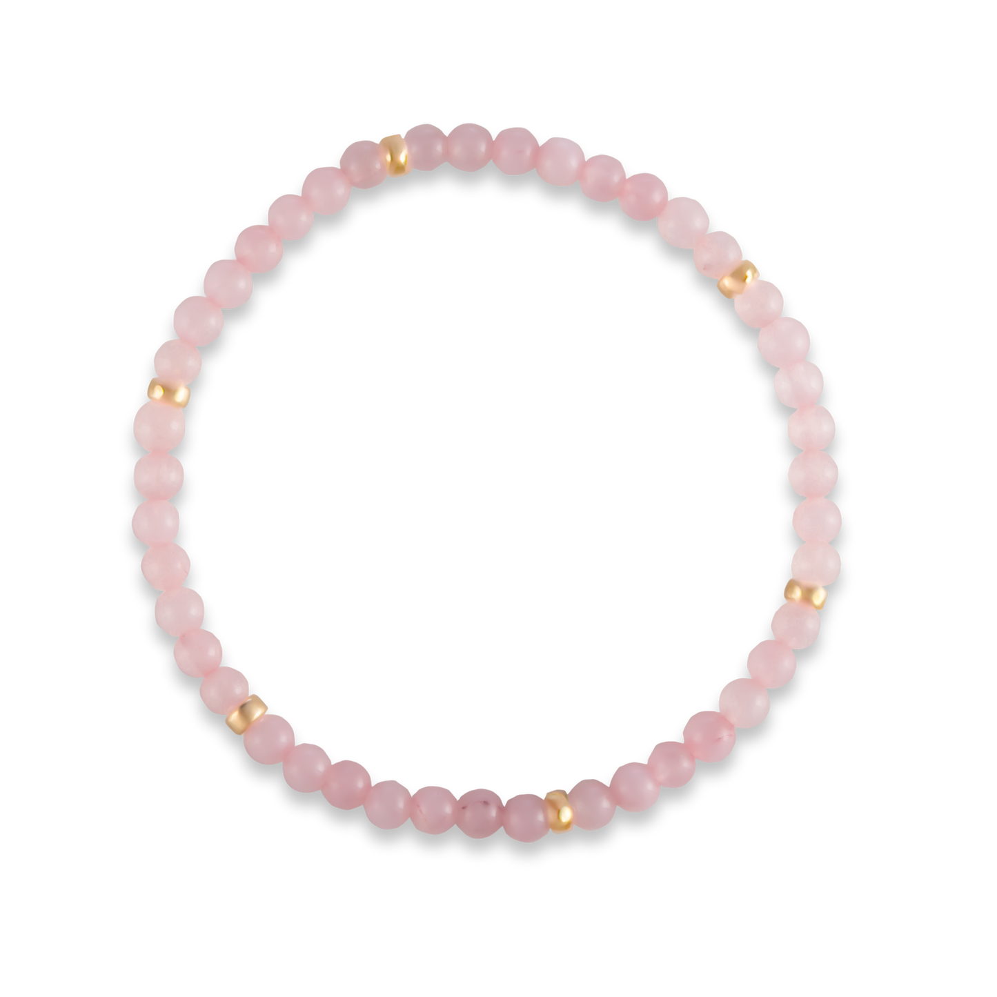 Alternate angle of a Pink Quartz bracelet showing bead texture and GOLD CLUB's signature clasp-free, flexible design.