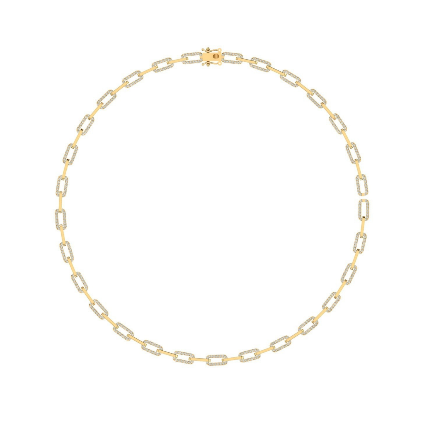 14k Solid Gold Diamond Paperclip Necklace