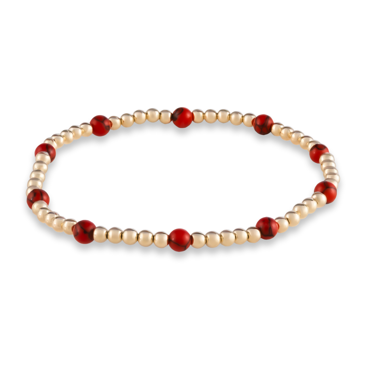 Signature GOLD CLUB Muse bracelet featuring red agate gemstones on a LustraFlex™ gold-filled band.