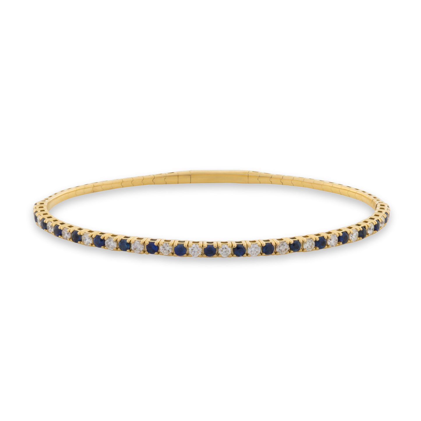 14k Solid Gold Sapphire & Diamond Flex Bangle