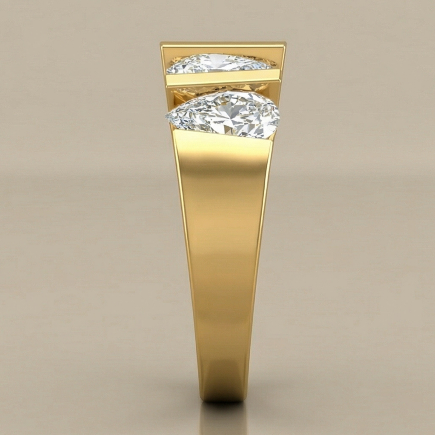 The Architectural Bar Five-Stone Ring with pear shaped diamonds
