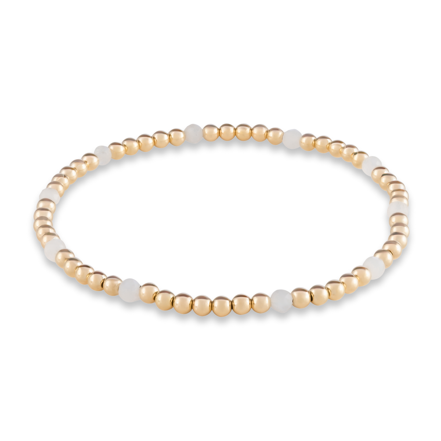 White Moonstone Muse bracelet from Gold Club by Shannon Hudson with scattered gemstone accents and gold-filled beads