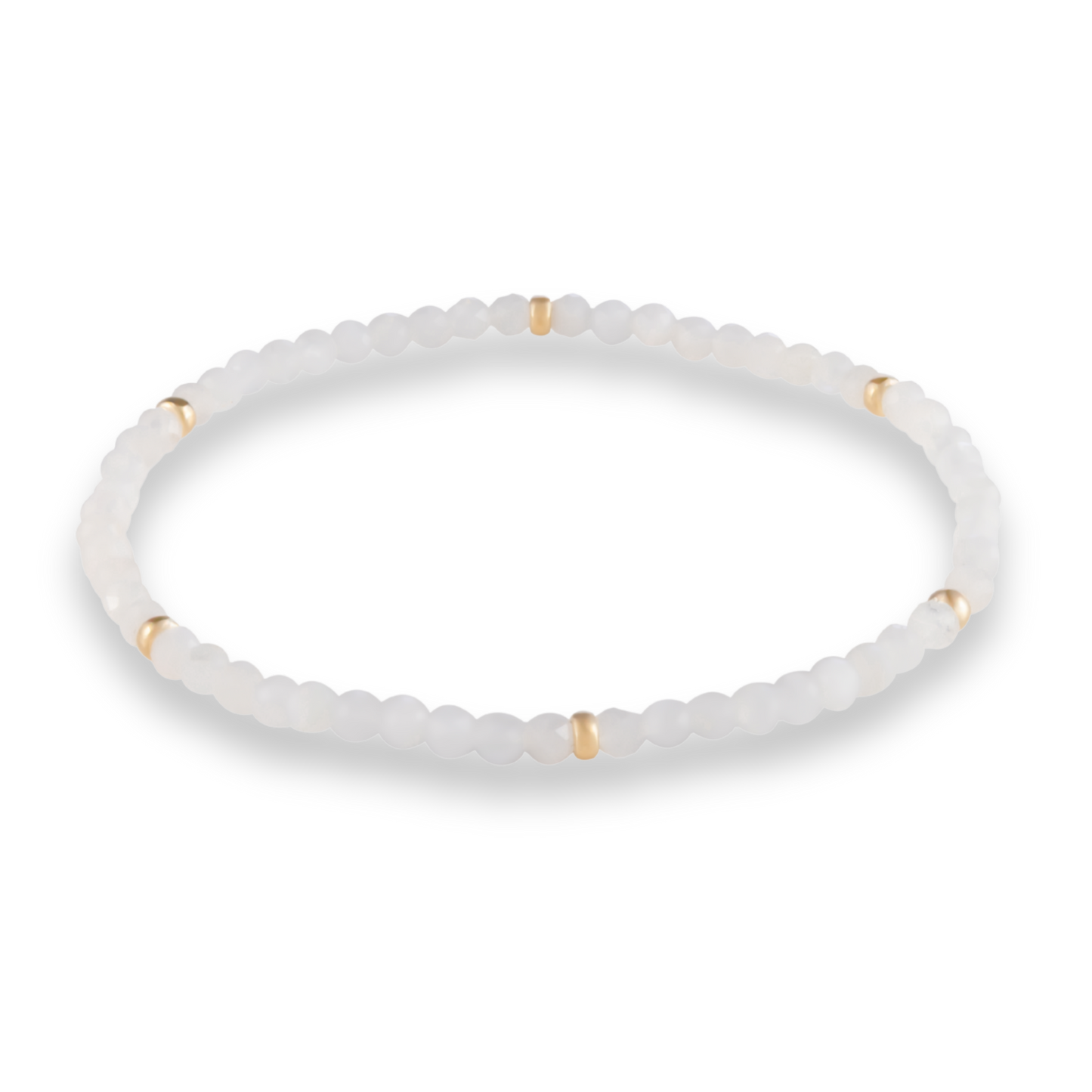 White Moonstone and gold-filled rondelle bracelet by Gold Club