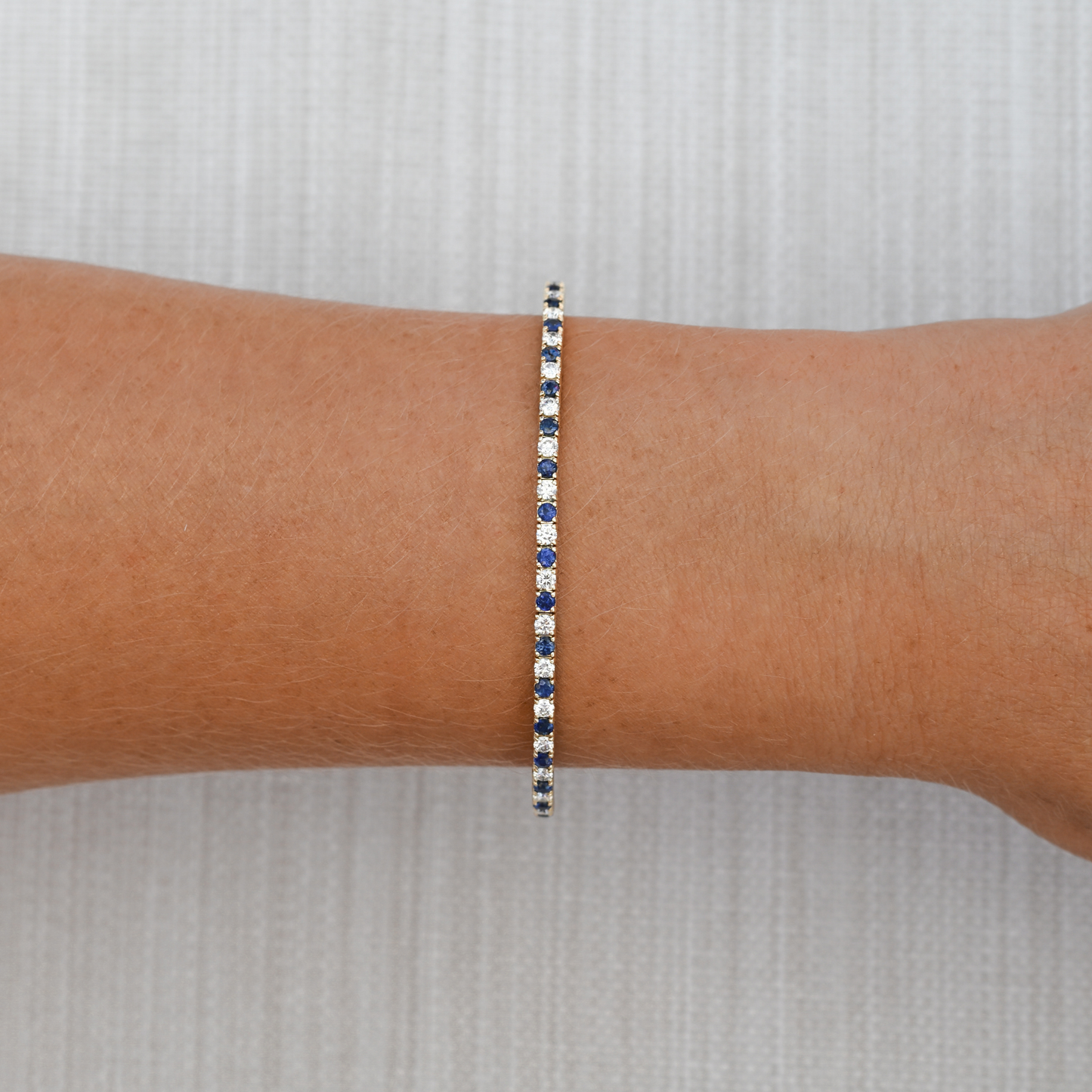 14k Solid Gold Sapphire & Diamond Flex Bangle
