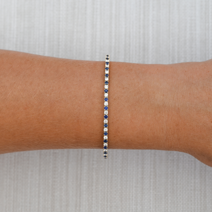 14k Solid Gold Sapphire & Diamond Flex Bangle