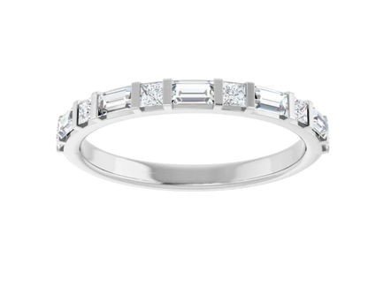 14k white gold wedding band with diamond accents on a transparent background from gold club jewelry house
