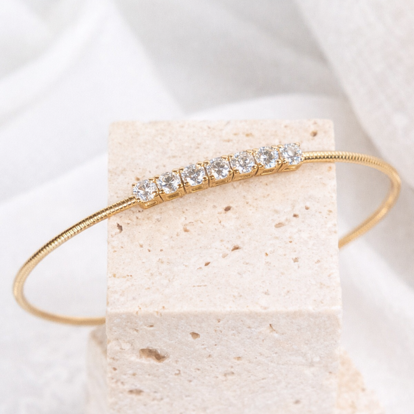 14k Solid Gold and Diamond Starlit Flex Bangle