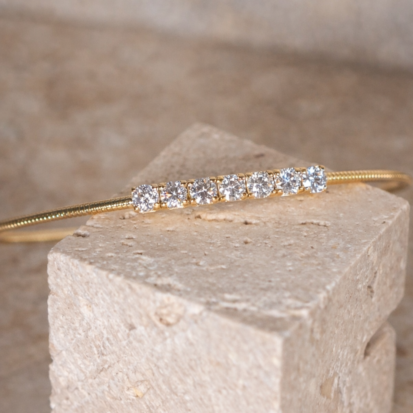 14k Solid Gold and Diamond Starlit Flex Bangle