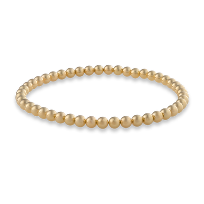 4mm gold beaded bracelet on a transparent background. 3mm Gold LustraFlex™ Bracelet from Gold Club by Shannon Hudson