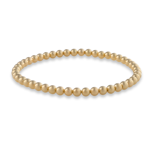4mm gold beaded bracelet on a transparent background. 3mm Gold LustraFlex™ Bracelet from Gold Club by Shannon Hudson