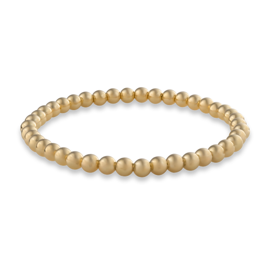 5mm gold beaded bracelet on a transparent background. 3mm Gold LustraFlex™ Bracelet from Gold Club by Shannon Hudson