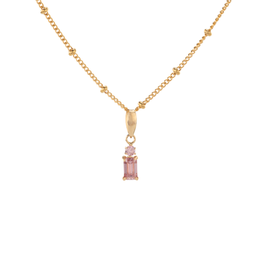 Soft pink morganite pendant set in 14k gold, an elegant gemstone necklace from Gold Club by Shannon Hudson