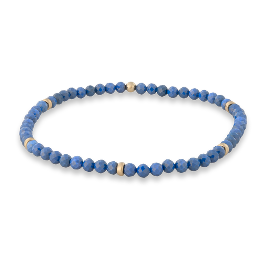 Blue Zircon and gold elastic bracelet from the Gold Club by Shannon Hudson collection