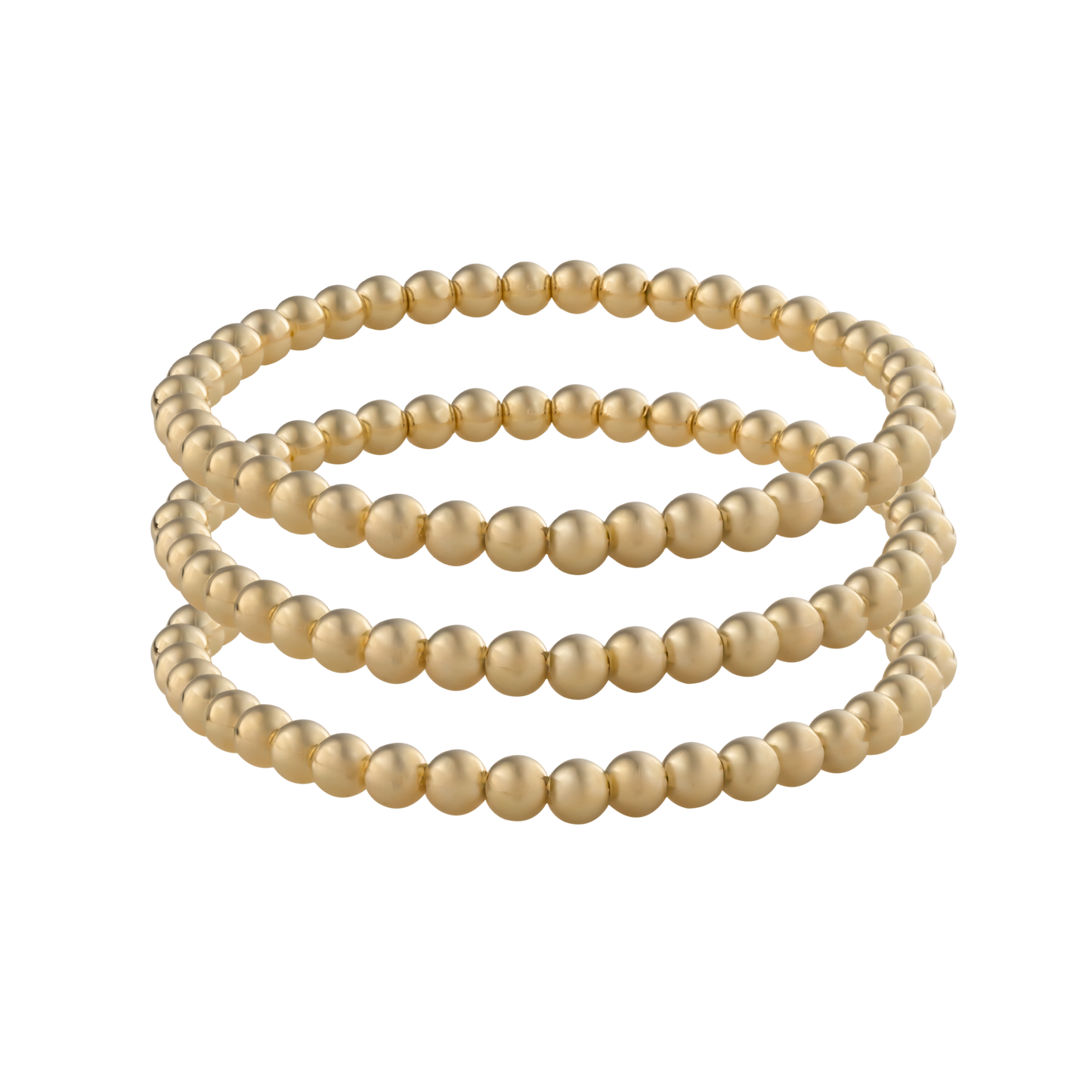 Three gold filled LustraFlex™ bracelets with transparent background. Active lifestyle jewelry. 