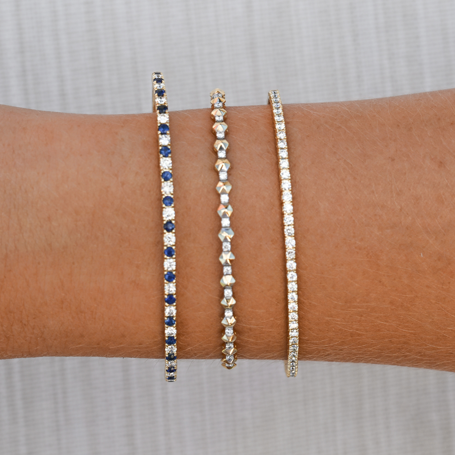 14k Solid Gold Hexagon Diamond Flex Bangle
