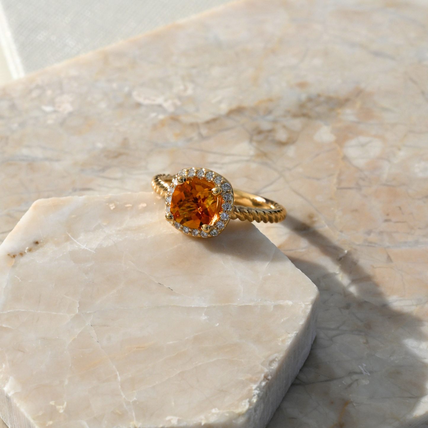 Citrine Rope Ring