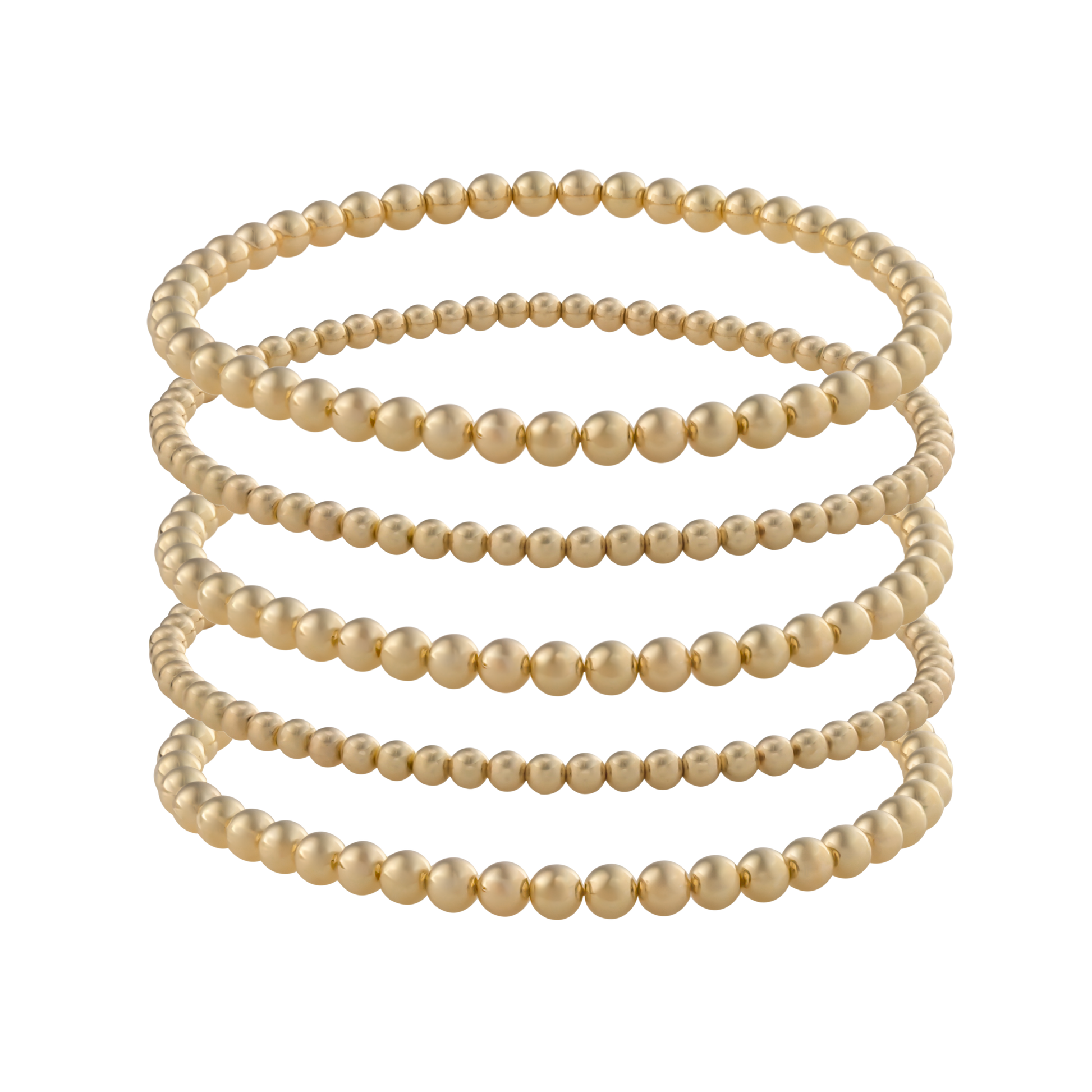 LustraFlex™ gold filled beaded bracelet stack Glow Layer by Gold Club with transparent background