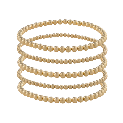 LustraFlex™ gold filled beaded bracelet stack Glow Layer by Gold Club with transparent background