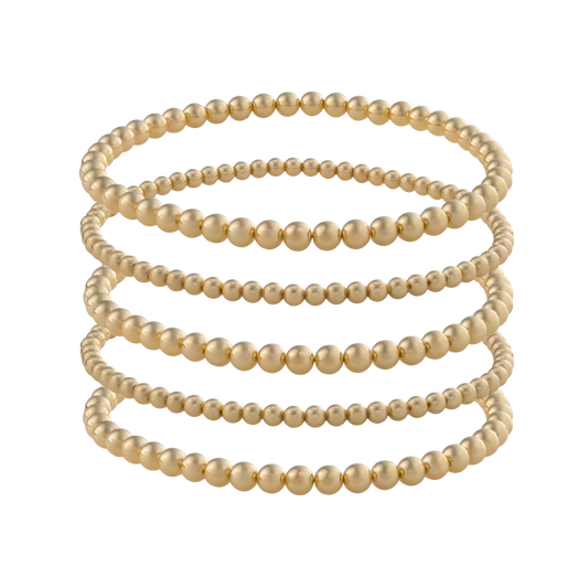 LustraFlex™ gold filled beaded bracelet stack Glow Layer by Gold Club with transparent background