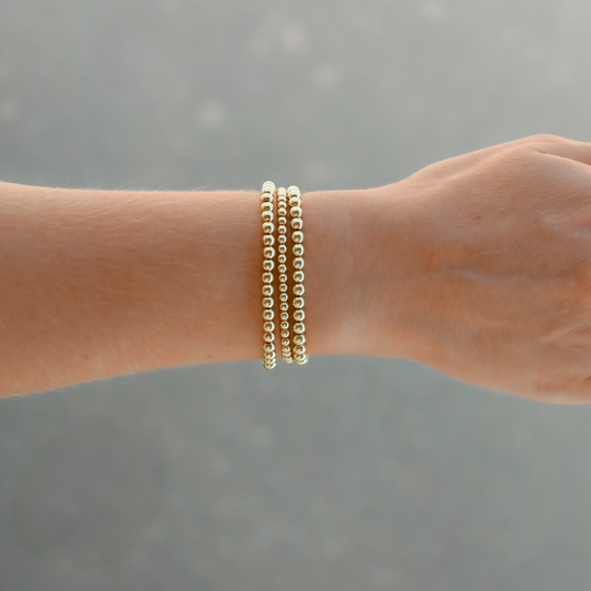 Gold Club by Shannon Hudson stack of gold filled bead bracelets