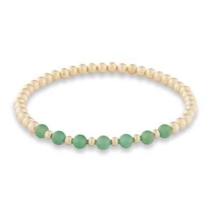 Gold Club Green Agate Arc bracelet showcasing curved design with rich green agate gemstones and 14k gold-filled elements