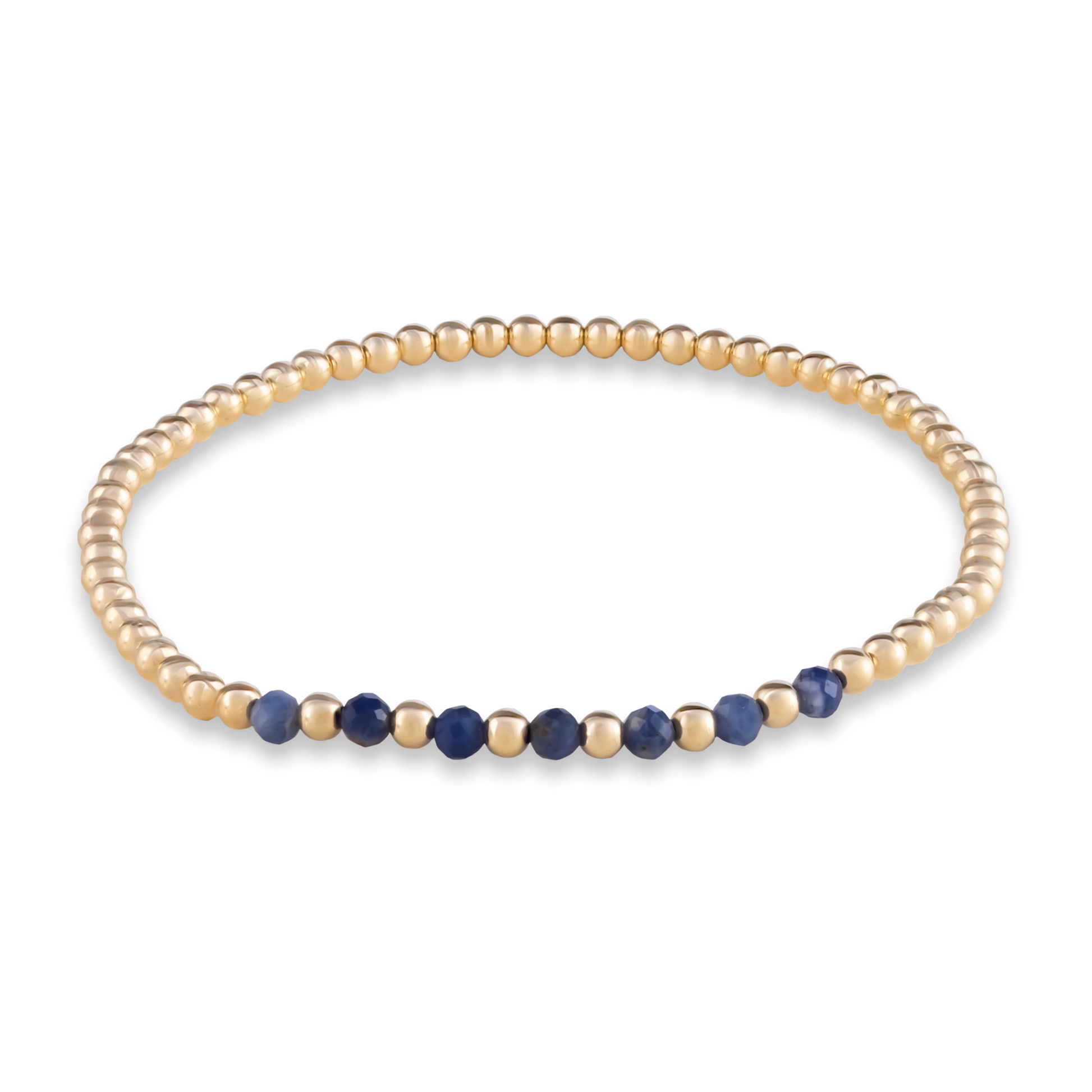 Gold Club by Shannon Hudson bracelet with arc of natural kyanite and gold-filled beads with their signature LustraFlex™ stretch cord.