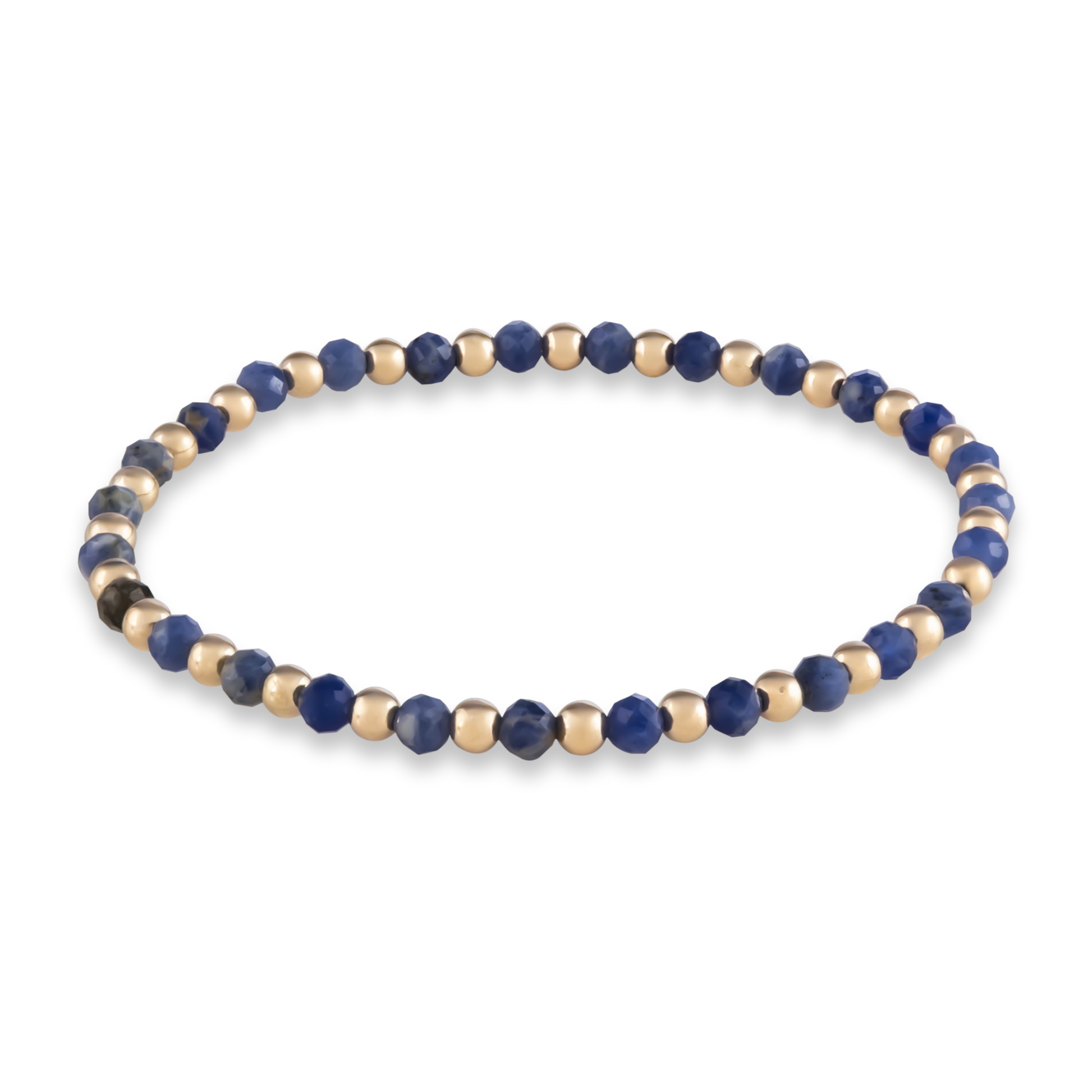 Balanced gemstone bracelet by Shannon Hudson featuring natural kyanite
LustraFlex™ stacking bracelet with blue kyanite and 14k gold-filled beads