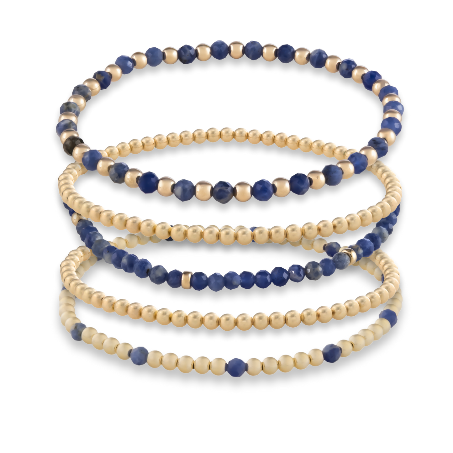 Gold Club Signature bracelet in kyanite gemstones, stacked with 14k gold-filled accents for a modern layered look