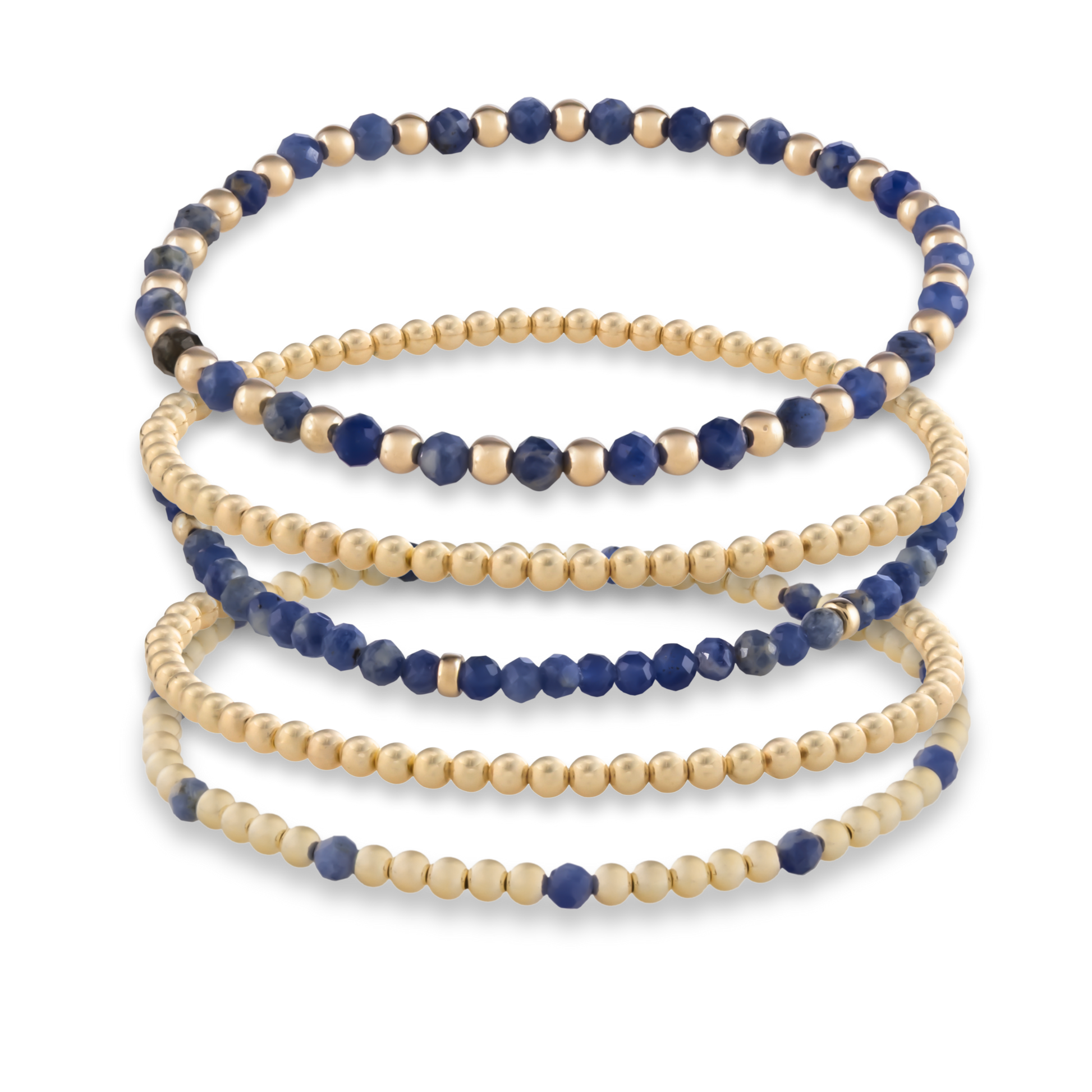 Gold Club Signature bracelet in kyanite gemstones, stacked with 14k gold-filled accents for a modern layered look