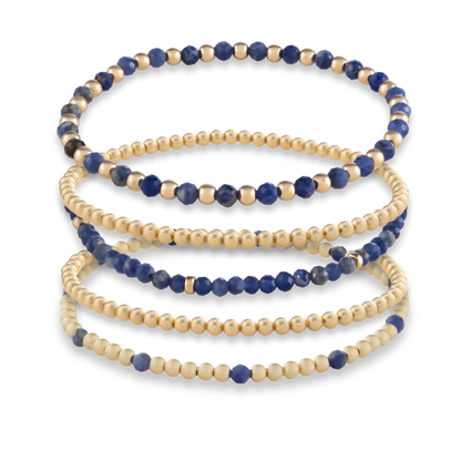 Gold Club Signature bracelet in kyanite gemstones, stacked with 14k gold-filled accents for a modern layered look