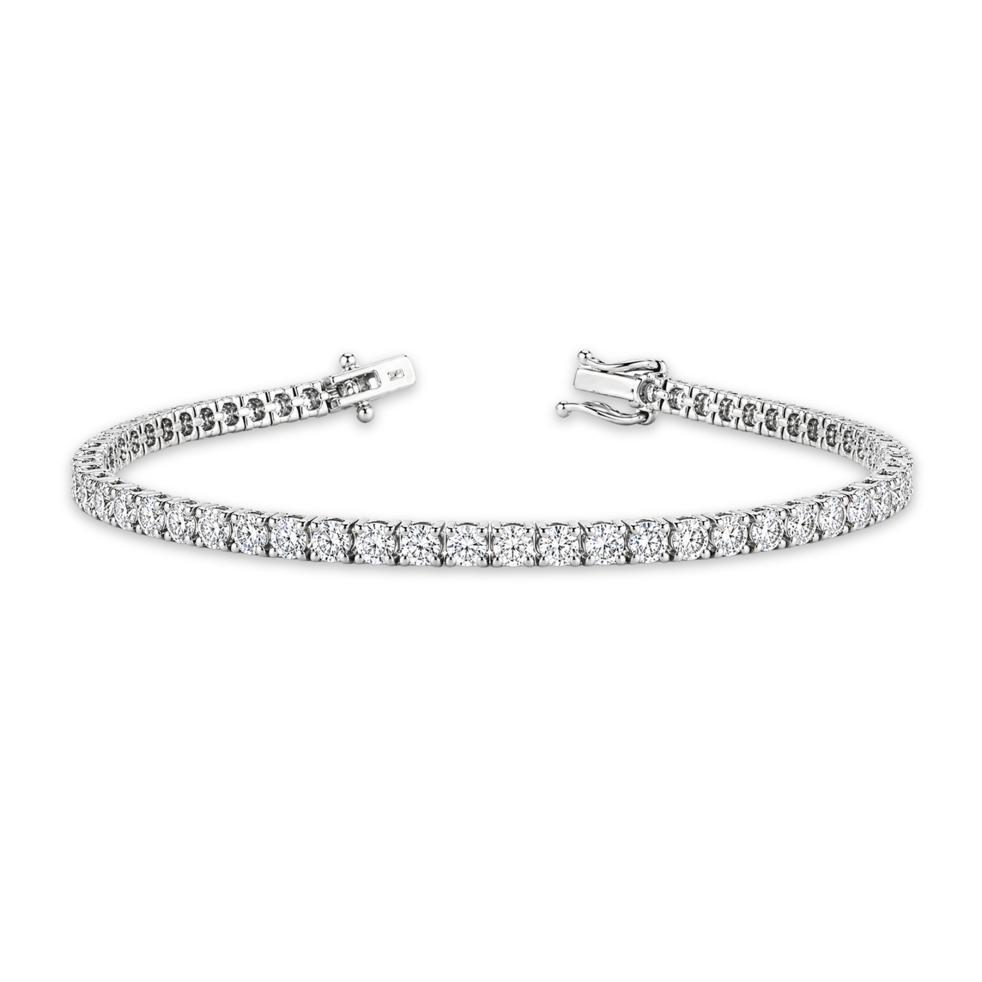 Lightweight Tennis Line Bracelet Rendering in white gold