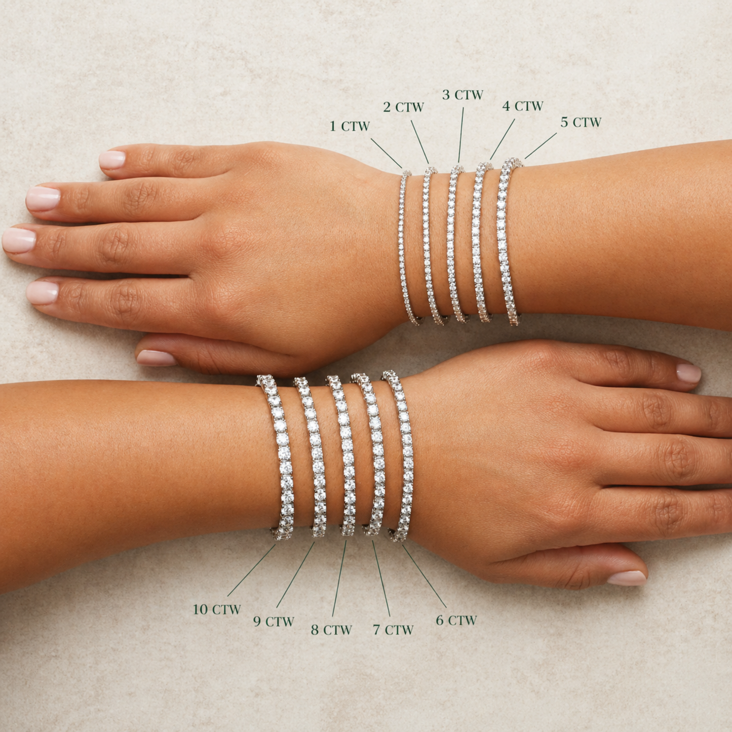 Lightweight Tennis Line Bracelet Sizing Chart