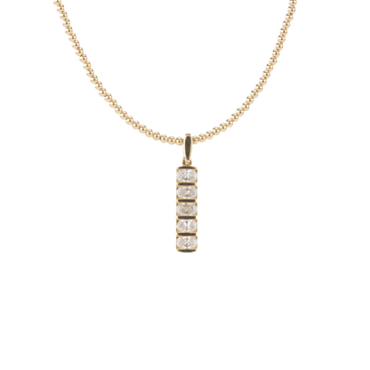 Vertical bar pendant from Gold Club by Shannon Hudson with lab-grown diamonds set in 14k gold, sleek modern design