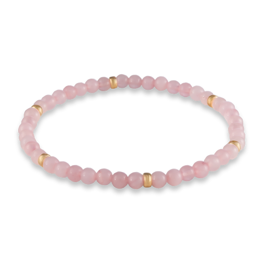 Rendering of the Pink Quartz & Sun bracelet featuring soft rose quartz beads and gold-filled accents, designed for love and light by GOLD CLUB by Shannon Hudson.