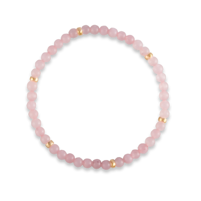 Alternate angle of a Pink Quartz bracelet showing bead texture and GOLD CLUB's signature clasp-free, flexible design.
