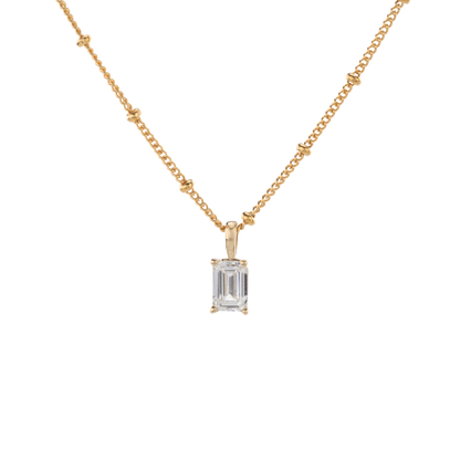 Gold Club by Shannon Hudson emerald cut lab-grown diamond pendant in a 14k gold setting, elegant fine jewelry