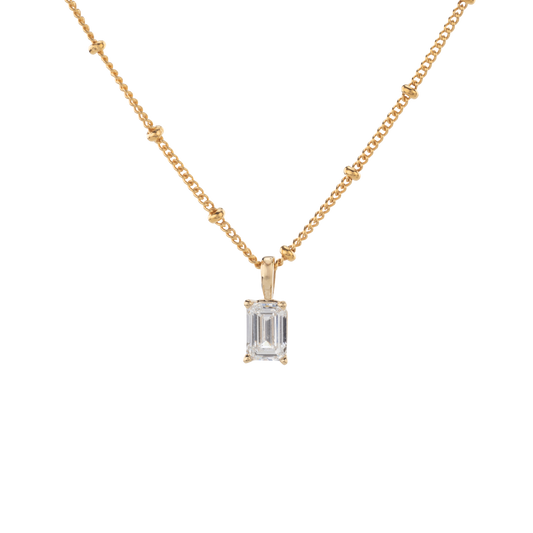 Gold Club by Shannon Hudson emerald cut lab-grown diamond pendant in a 14k gold setting, elegant fine jewelry