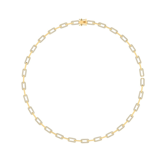 14k Solid Gold Diamond Paperclip Necklace