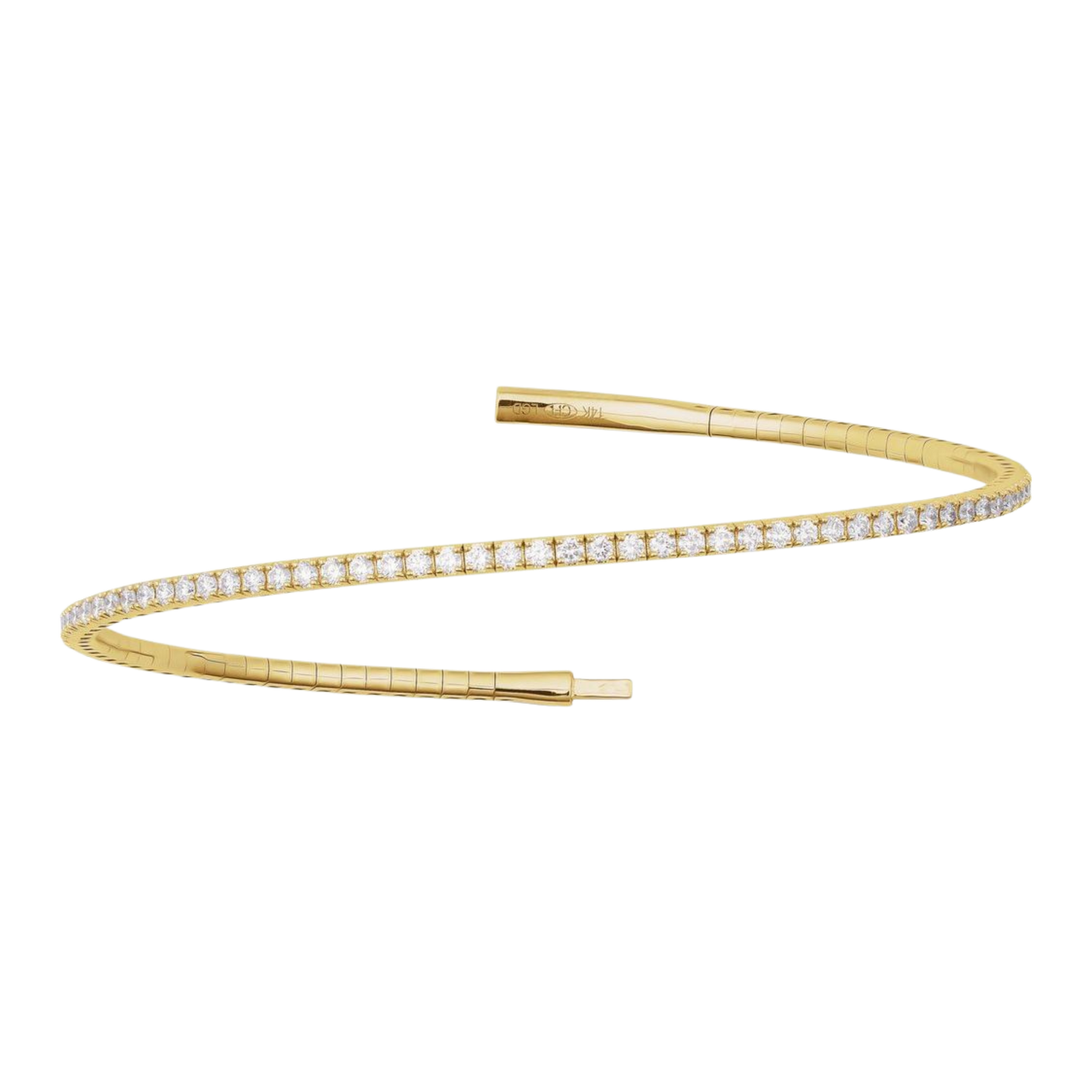 14k Solid Gold Signature Tennis Flex Bangle